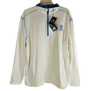 Carnoustie Golf 1/4 Zip Pullover Shirt White Blue Mens size Large